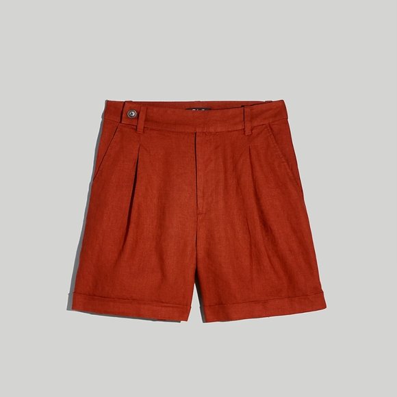Madewell Harlow Short Linen Dusty Redwood 4 6 - Picture 3 of 7